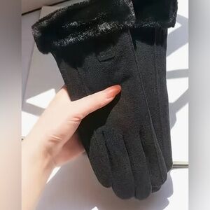NWT FULL FINGER BLACK GLOVES WIND AND WATERPROOF @e